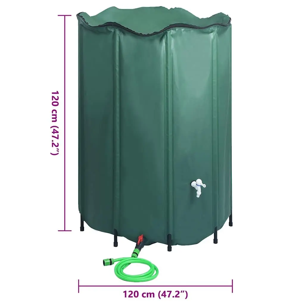 Rain Water Tank Green 1350L Collapsible Storage Barrel with Spigot