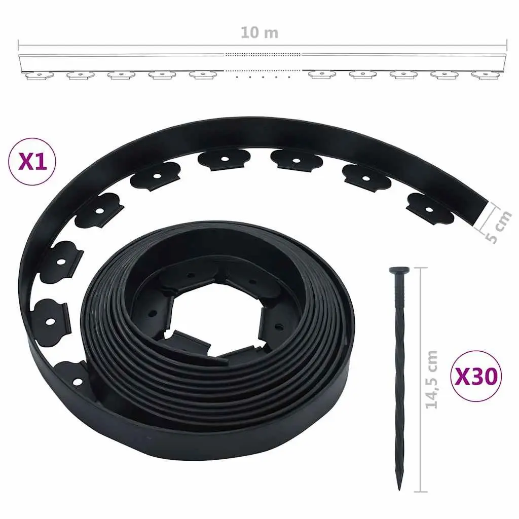 Garden Lawn Edging Border 10m Flexible Landscape Black Yard Patio Driveway