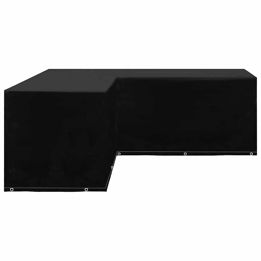 L-Shaped Garden Furniture Cover 250x250x90cm Black 12 Eyelets Outdoor Protection