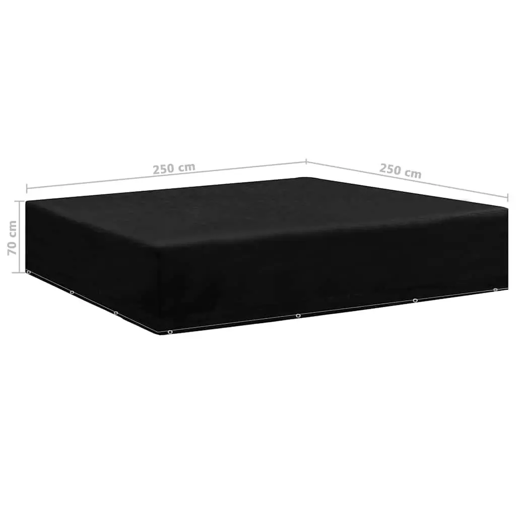 Garden Furniture Cover Black 250x250x70cm Water-Resistant UV-Resistant Tear-Proof with 12 Eyelets