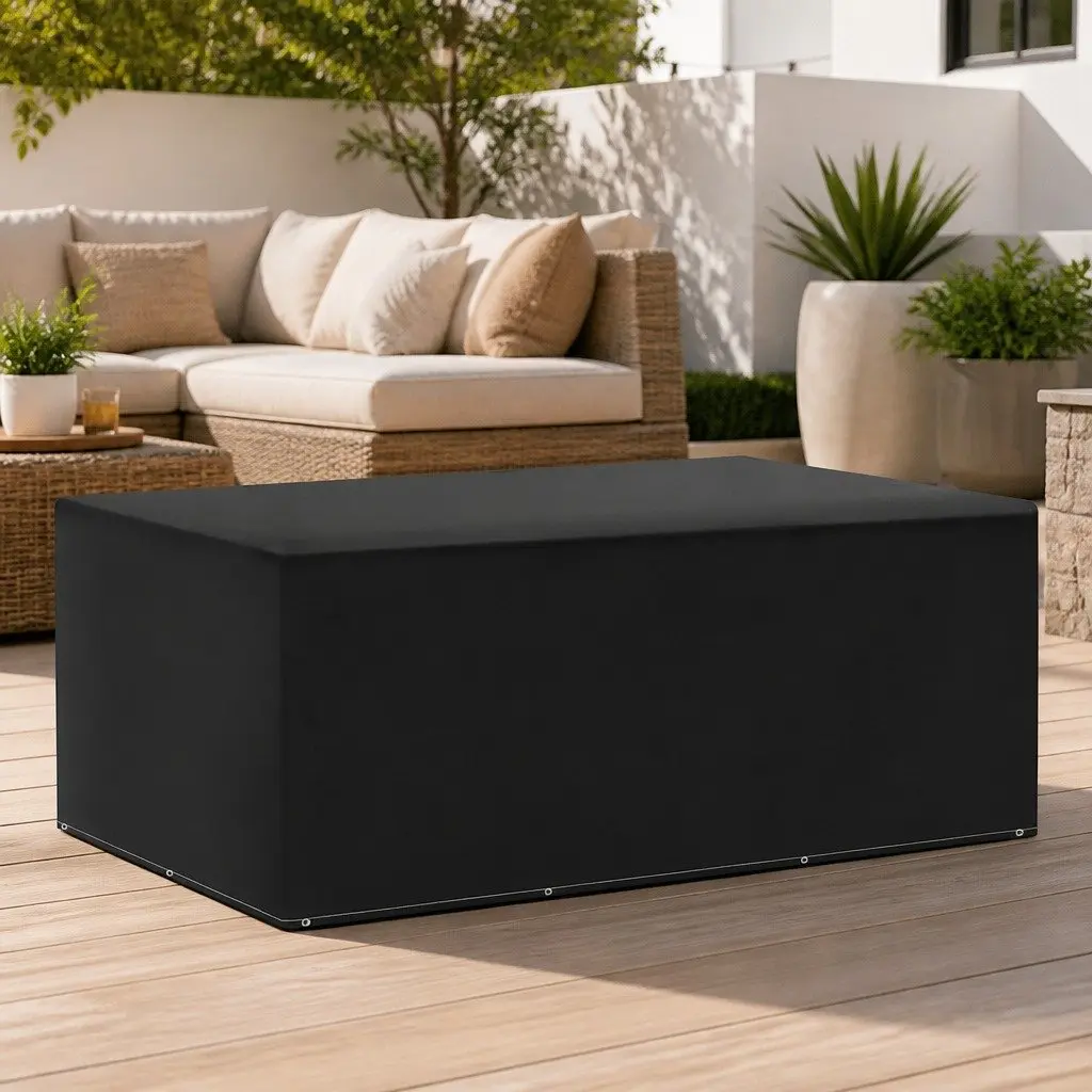 Garden Furniture Cover Black 143x225x90cm Water-resistant UV-resistant with 7 Aluminium Eyelets