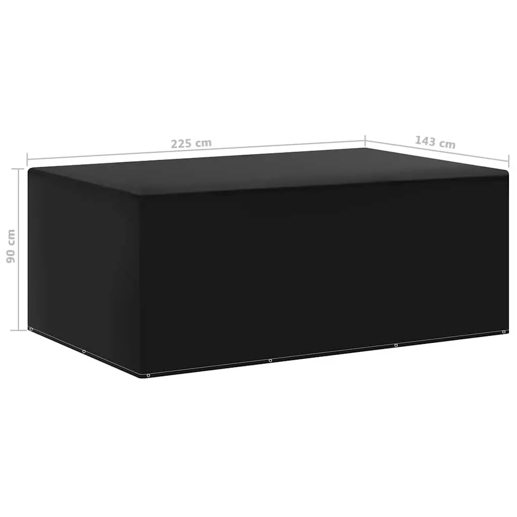Garden Furniture Cover Black 143x225x90cm Water-resistant UV-resistant with 7 Aluminium Eyelets
