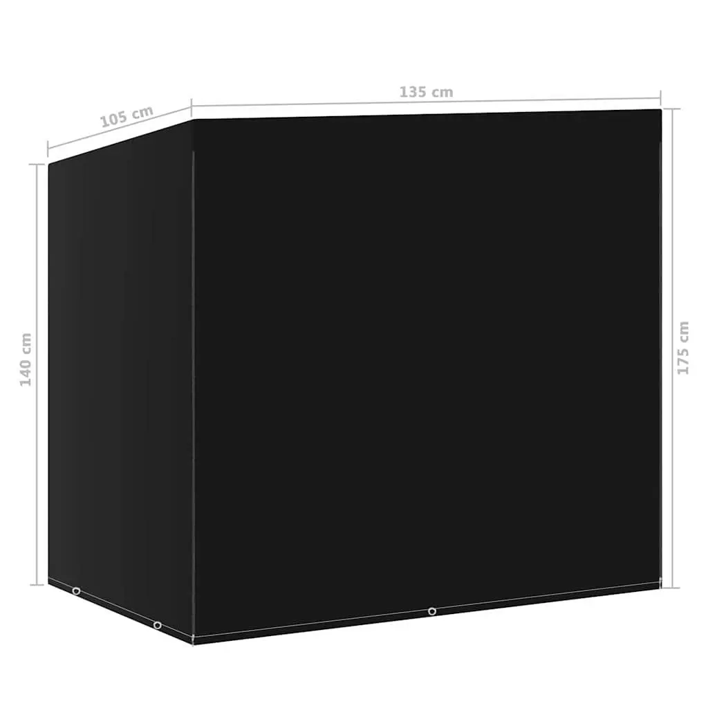 Outdoor Swing Bench Cover Black 135x105x175cm Water-resistant UV-resistant Polyethylene
