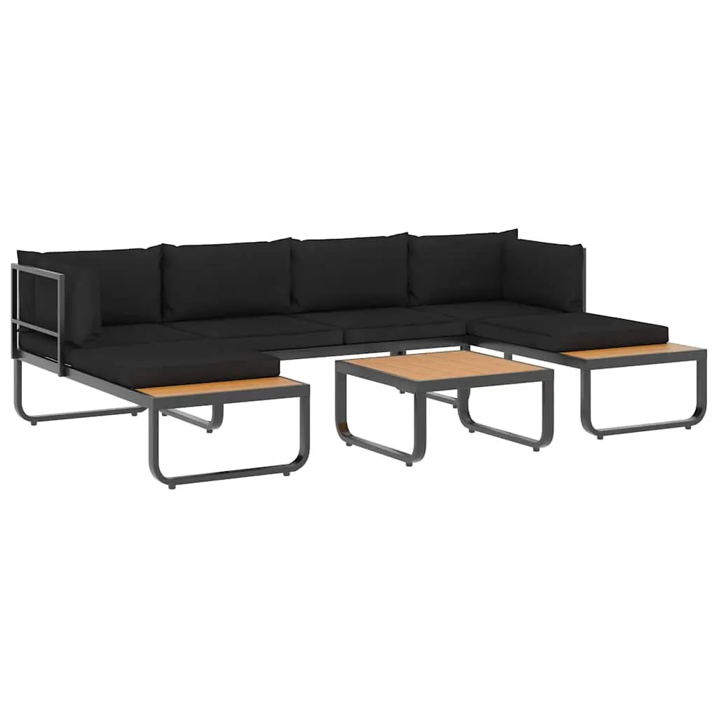4 Piece Grey Corner Sofa Set Aluminium Frame WPC Seat Back Cushions Outdoor Indoor Lounge