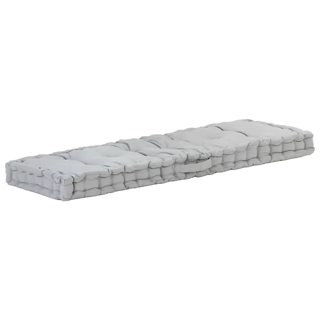 Pallet Floor Cushion Grey Cotton 120 x 40 x 7 cm Soft Padding Outdoor Indoor Seating Pad