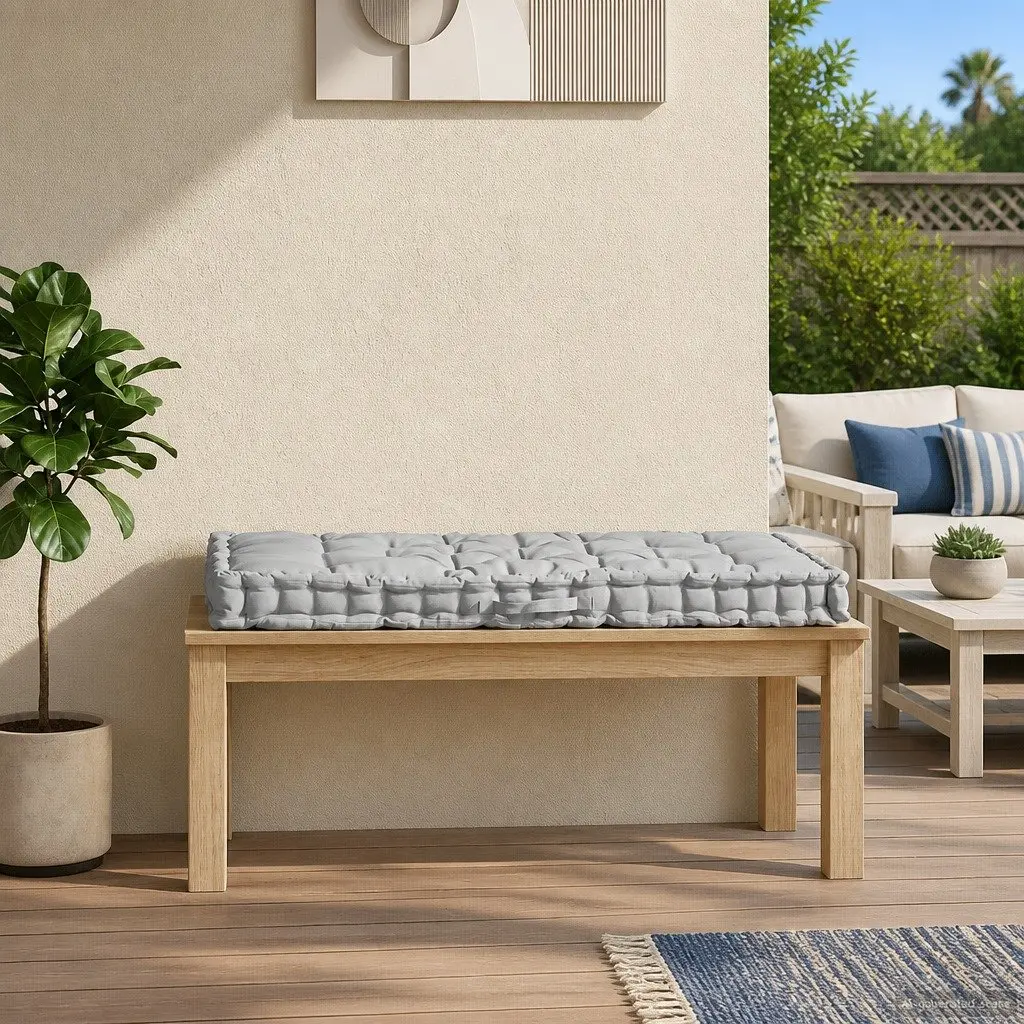 Pallet Floor Cushion Grey Cotton 120 x 80 x 10 cm Soft Padding Outdoor Indoor Lounger Decor