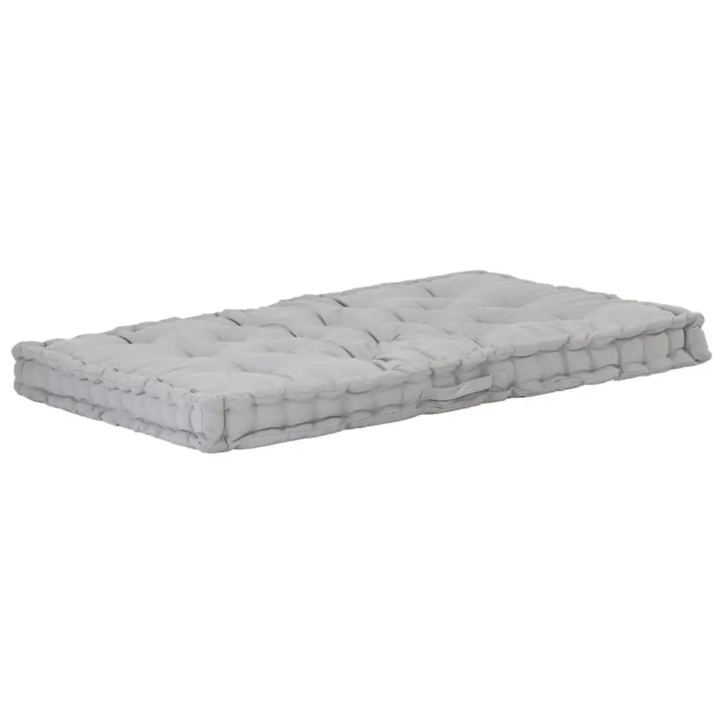 Pallet Floor Cushion Grey Cotton 120 x 80 x 10 cm Soft Padding Outdoor Indoor Lounger Decor