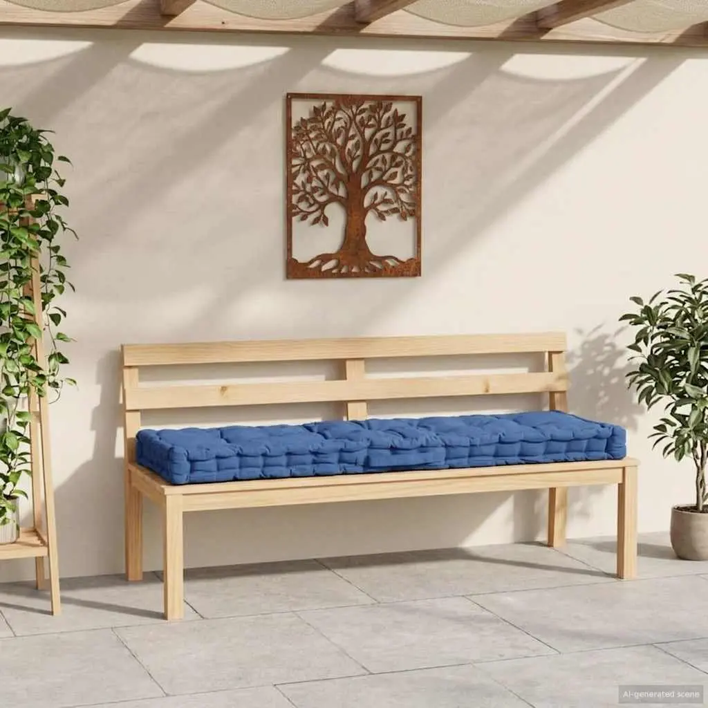 Pallet Floor Cushion Light Blue 120 x 40 x 7 cm Soft Cotton Fabric Thick Padding