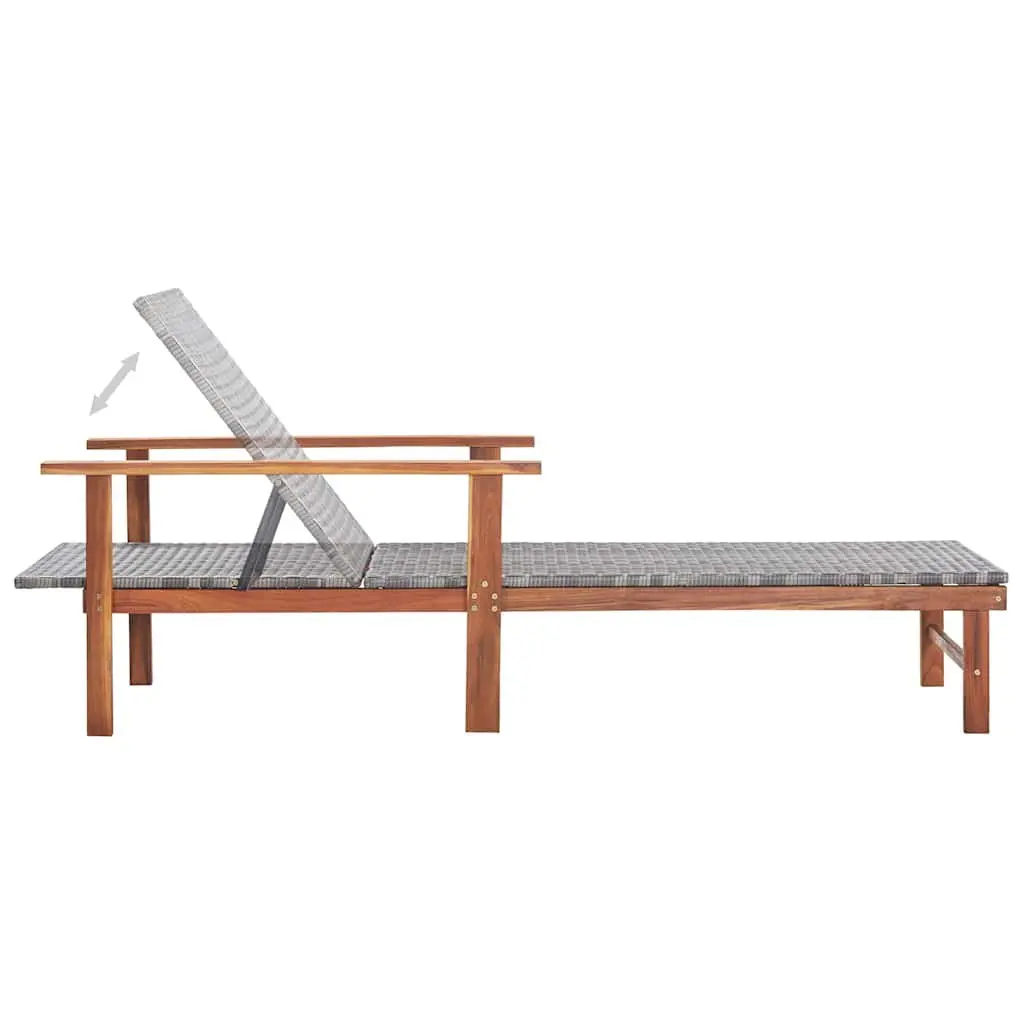 Sun Lounger Grey Outdoor Garden Patio Reclining Chair Relaxation Furniture