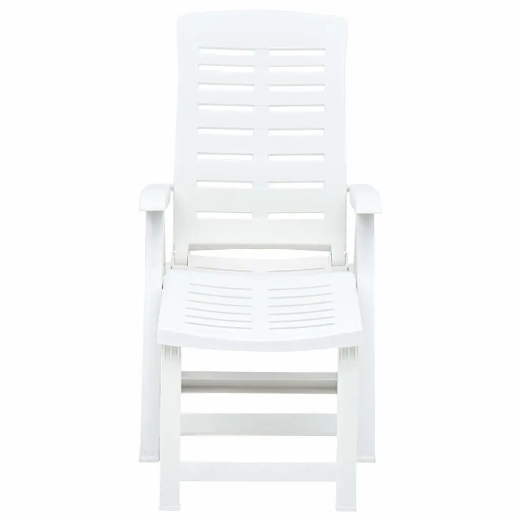 Folding Sun Lounger White Outdoor Garden Patio Reclining Chair Adjustable