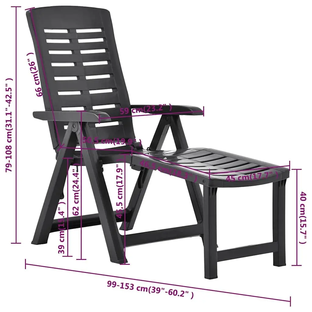 Folding Sun Lounger Outdoor Garden Patio Lounging Chair Anthracite Portable