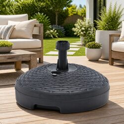 Umbrella Base Sand Water Fillable 20L Outdoor Garden Rattan Pattern Anthracite