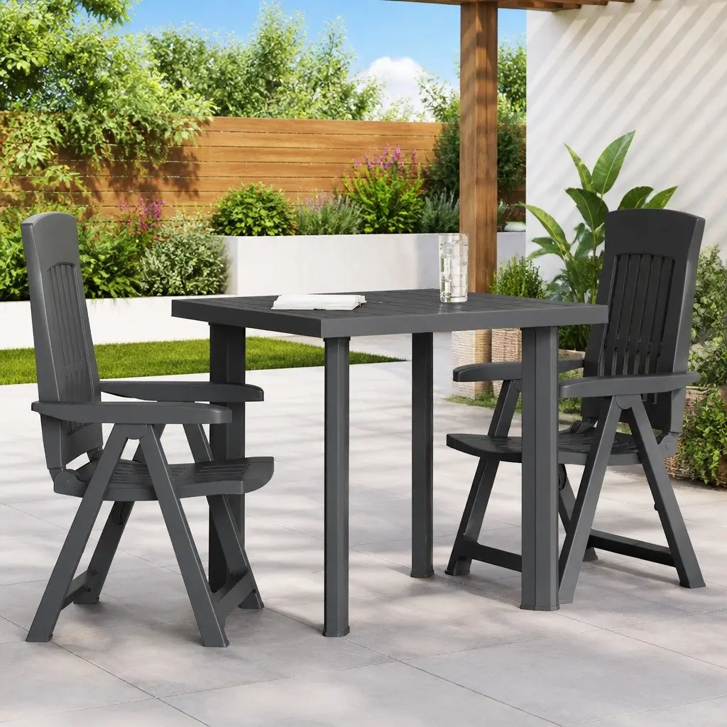 Garden Table Anthracite Lightweight Plastic Outdoor Dining with Umbrella Hole