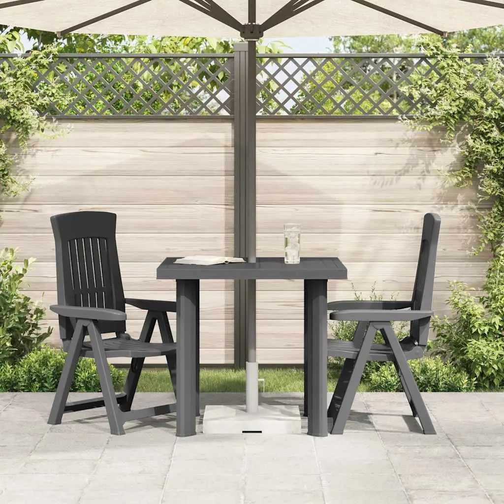 Garden Table Anthracite Lightweight Plastic Outdoor Dining with Umbrella Hole