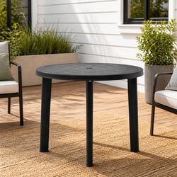 Compact 89cm Garden Table in Anthracite Plastic