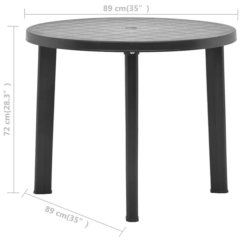 89cm Garden Table in Anthracite Plastic