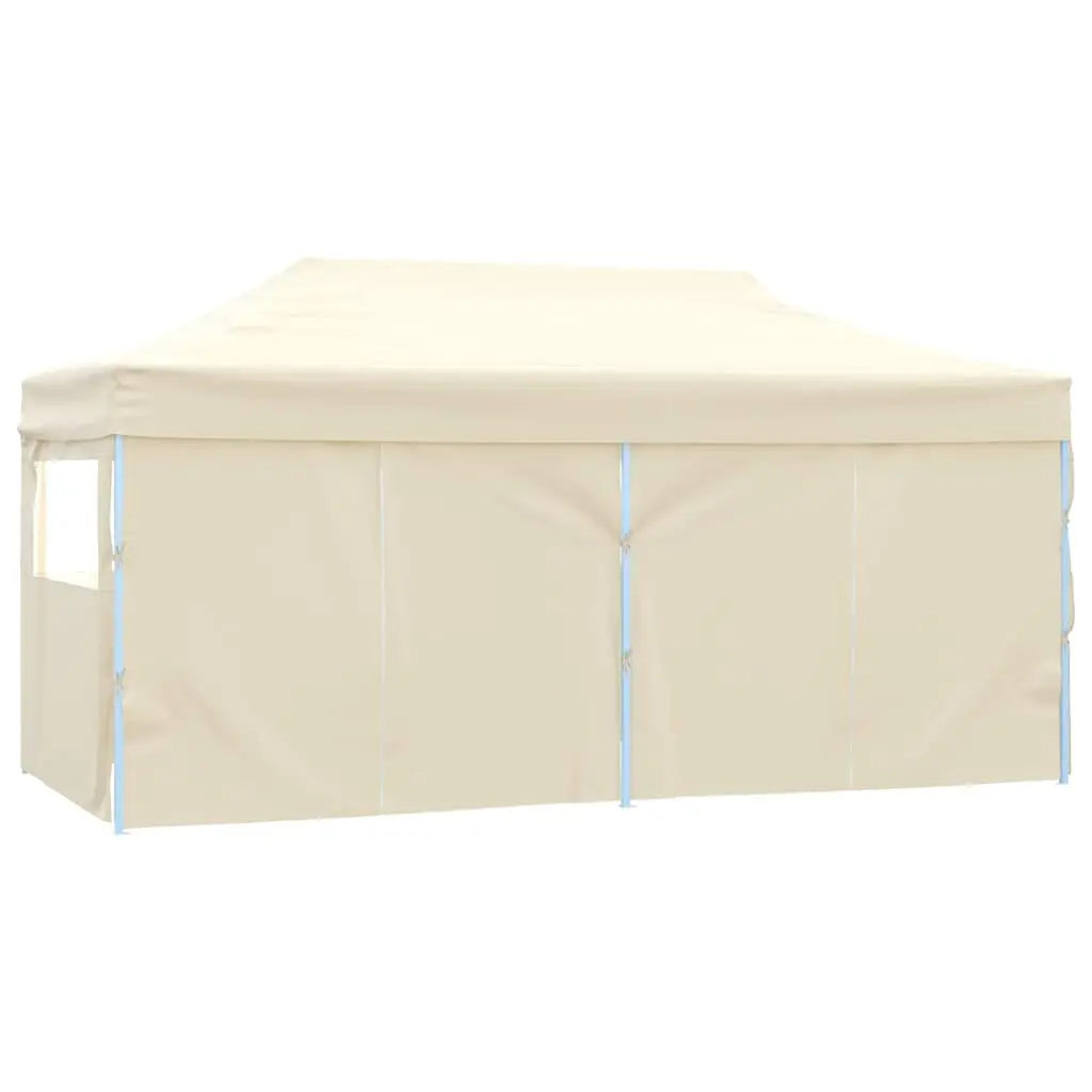Folding Party Tent Cream 3x6m Outdoor Canopy with 4 Sidewalls Pop-up Marquee