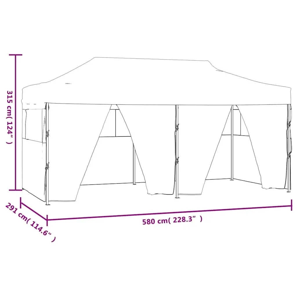 Folding Party Tent Anthracite 3x6m UV and Water Resistant Roof with 4 Sidewalls and Rust Resistant Steel Frame