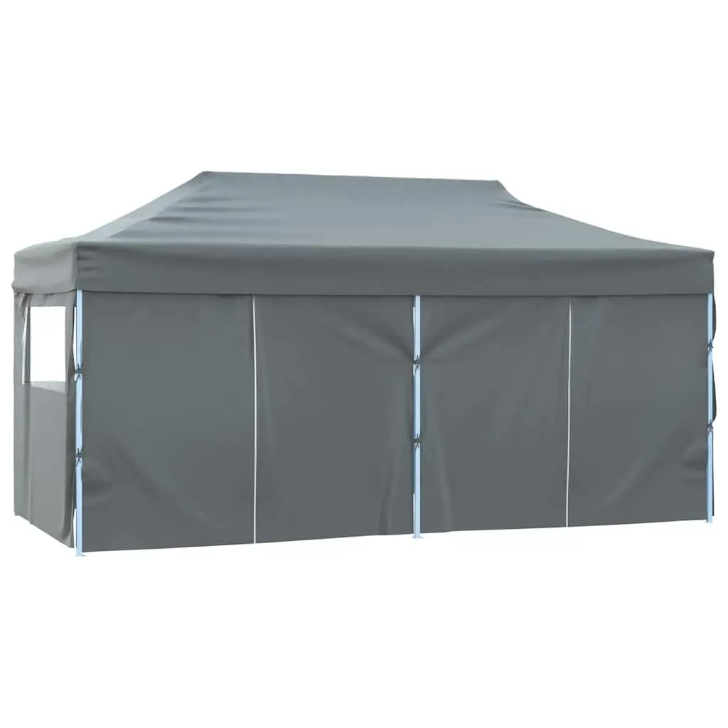Folding Party Tent Anthracite 3x6m UV and Water Resistant Roof with 4 Sidewalls and Rust Resistant Steel Frame