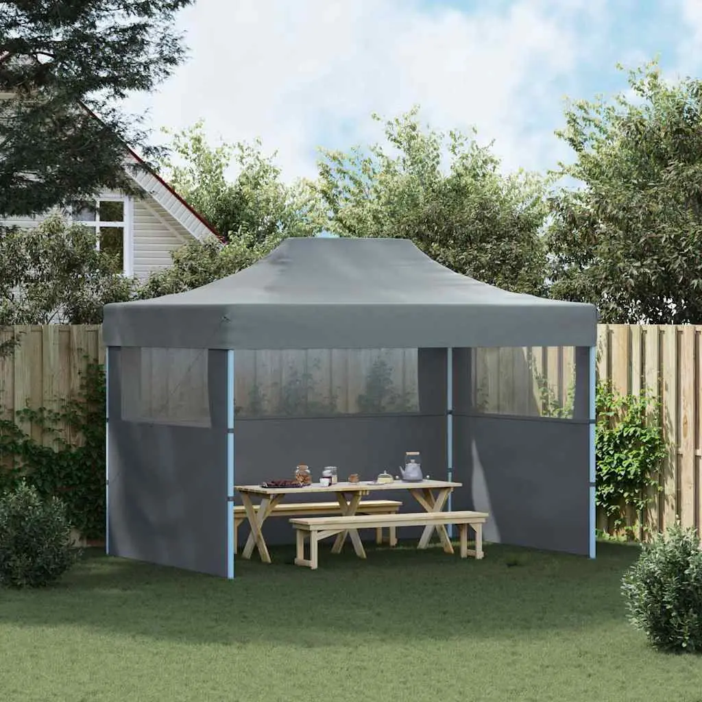 Folding Party Tent Anthracite 3x4m Pop-Up Canopy with 3 Sidewalls