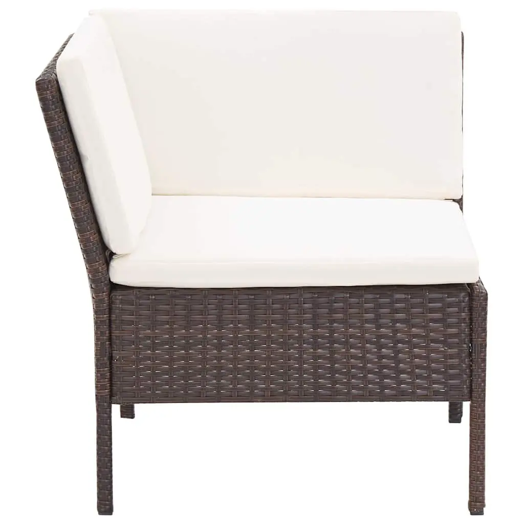 Garden Lounge Set 6 Piece Outdoor Furniture Poly Rattan Brown with Cushions