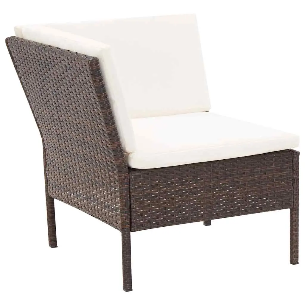 Garden Lounge Set 6 Piece Outdoor Furniture Poly Rattan Brown with Cushions