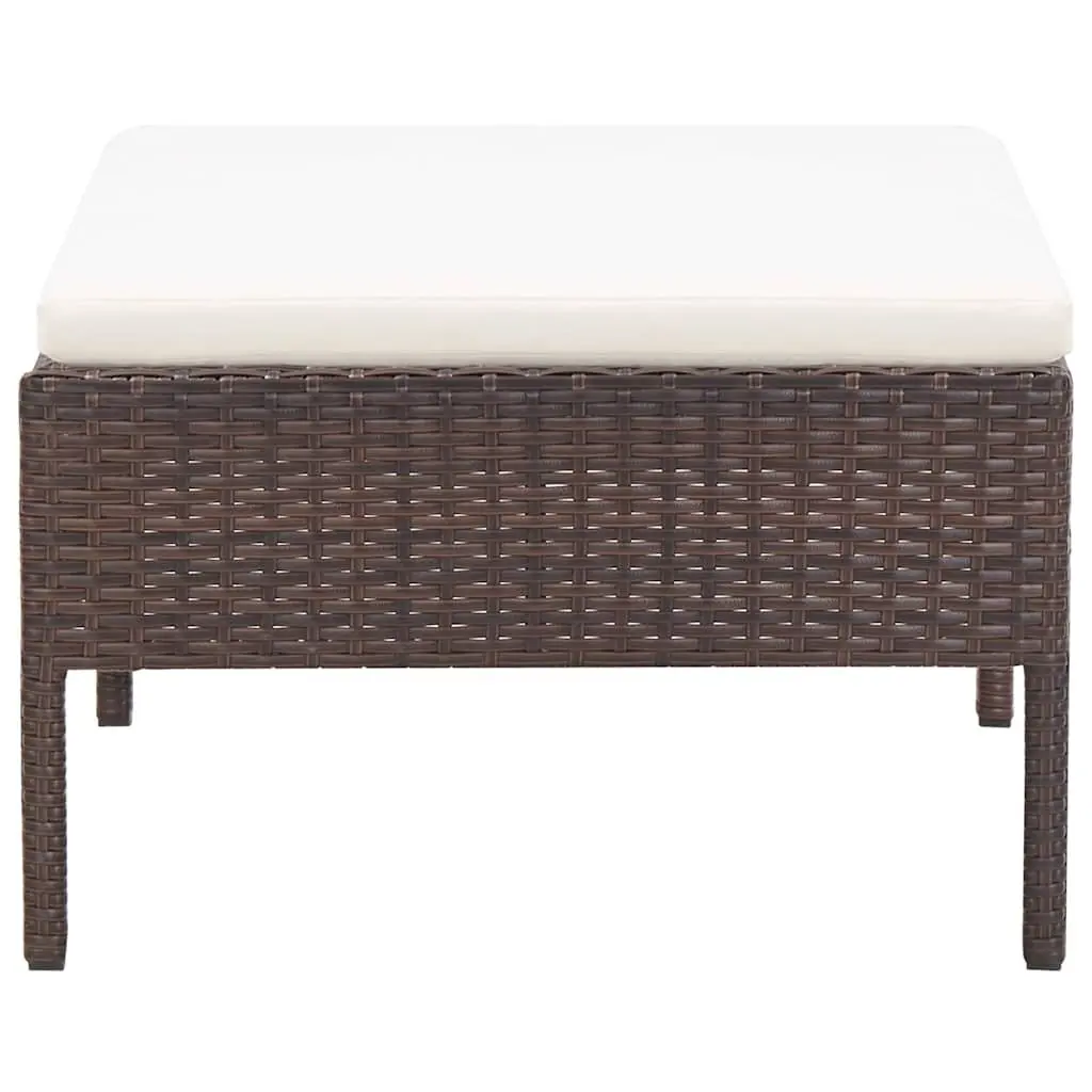 Garden Lounge Set 6 Piece Outdoor Furniture Poly Rattan Brown with Cushions