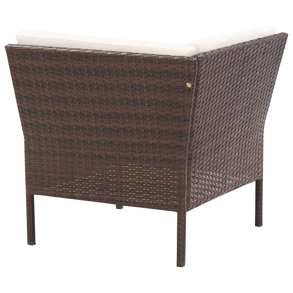 Garden Lounge Set 6 Piece Outdoor Furniture Poly Rattan Brown with Cushions