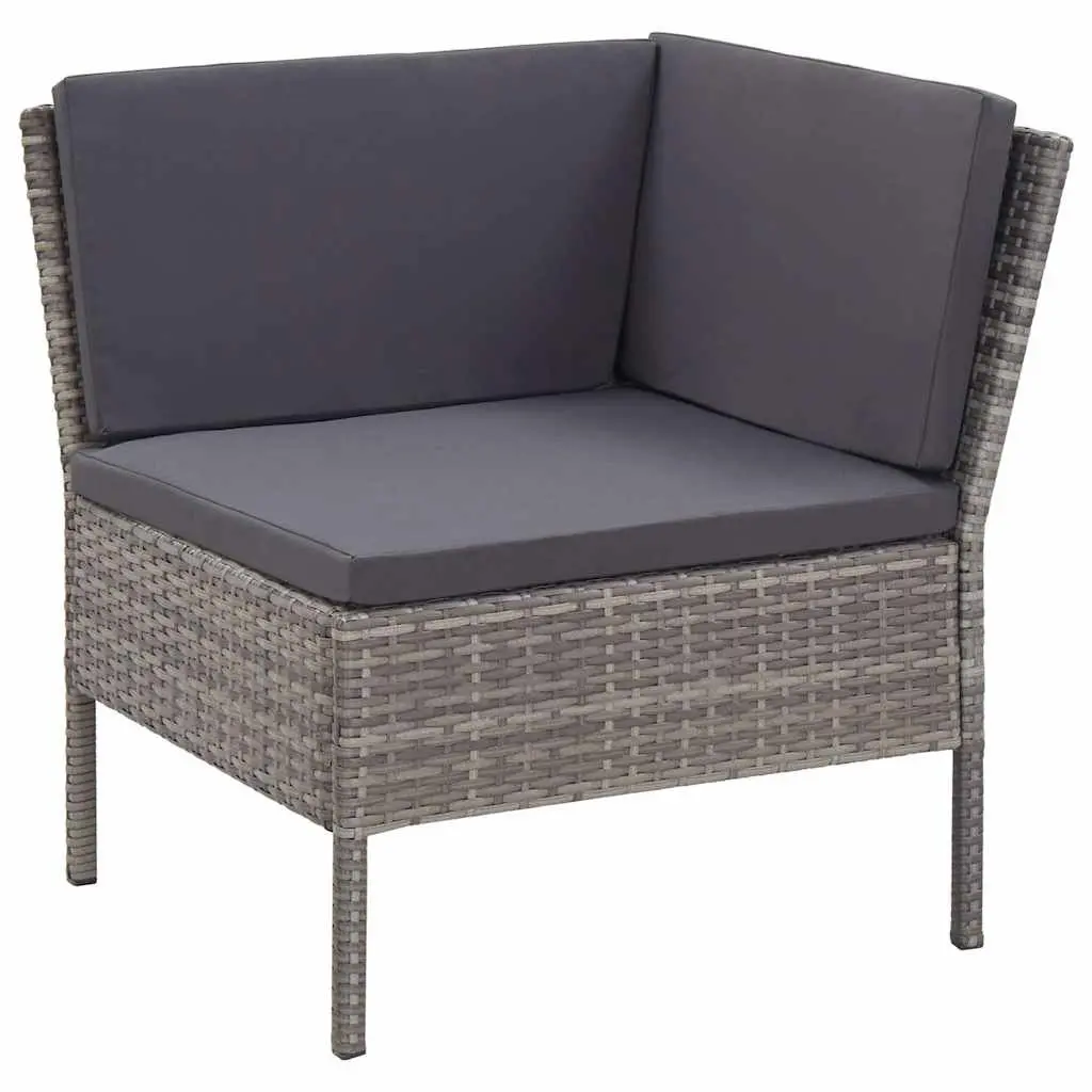 6 Piece Outdoor Lounge Set Modular Garden Patio Furniture Grey Rattan Cushions