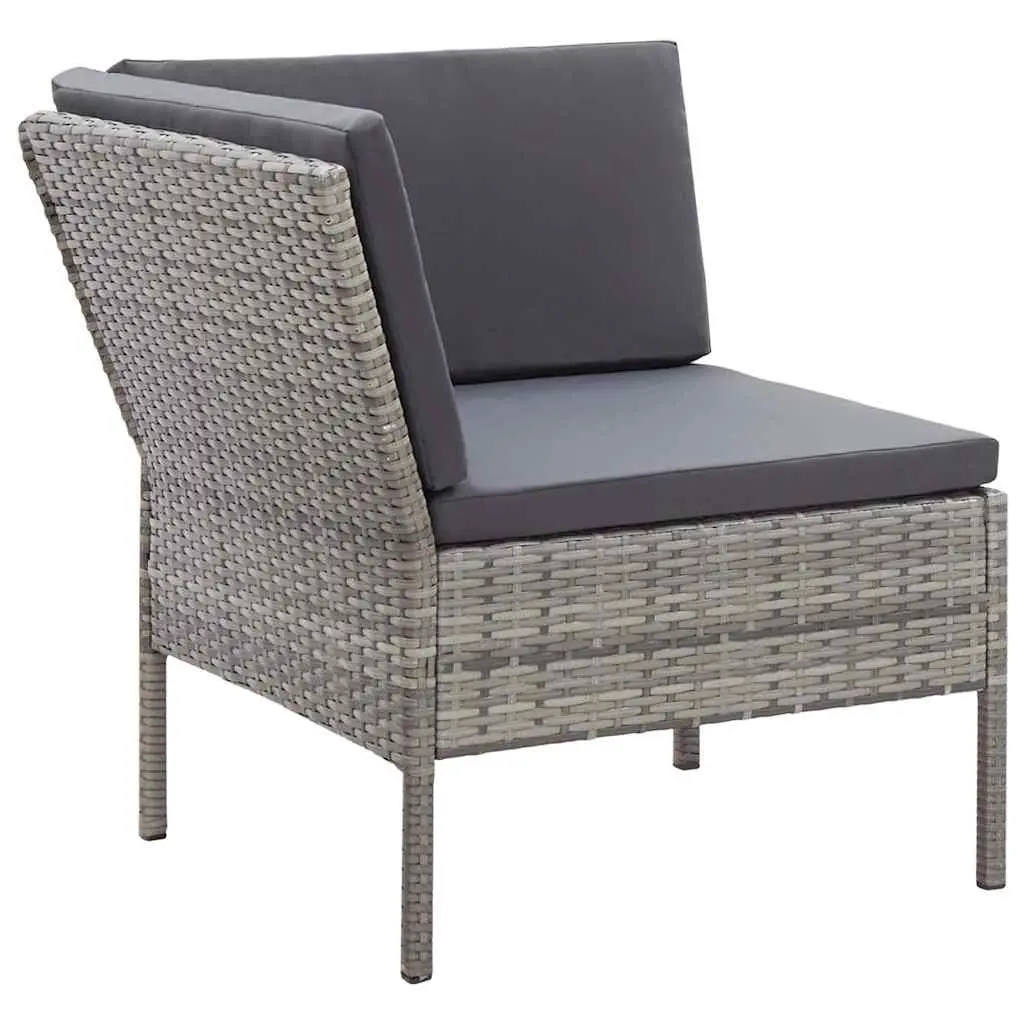 6 Piece Outdoor Lounge Set Modular Garden Patio Furniture Grey Rattan Cushions