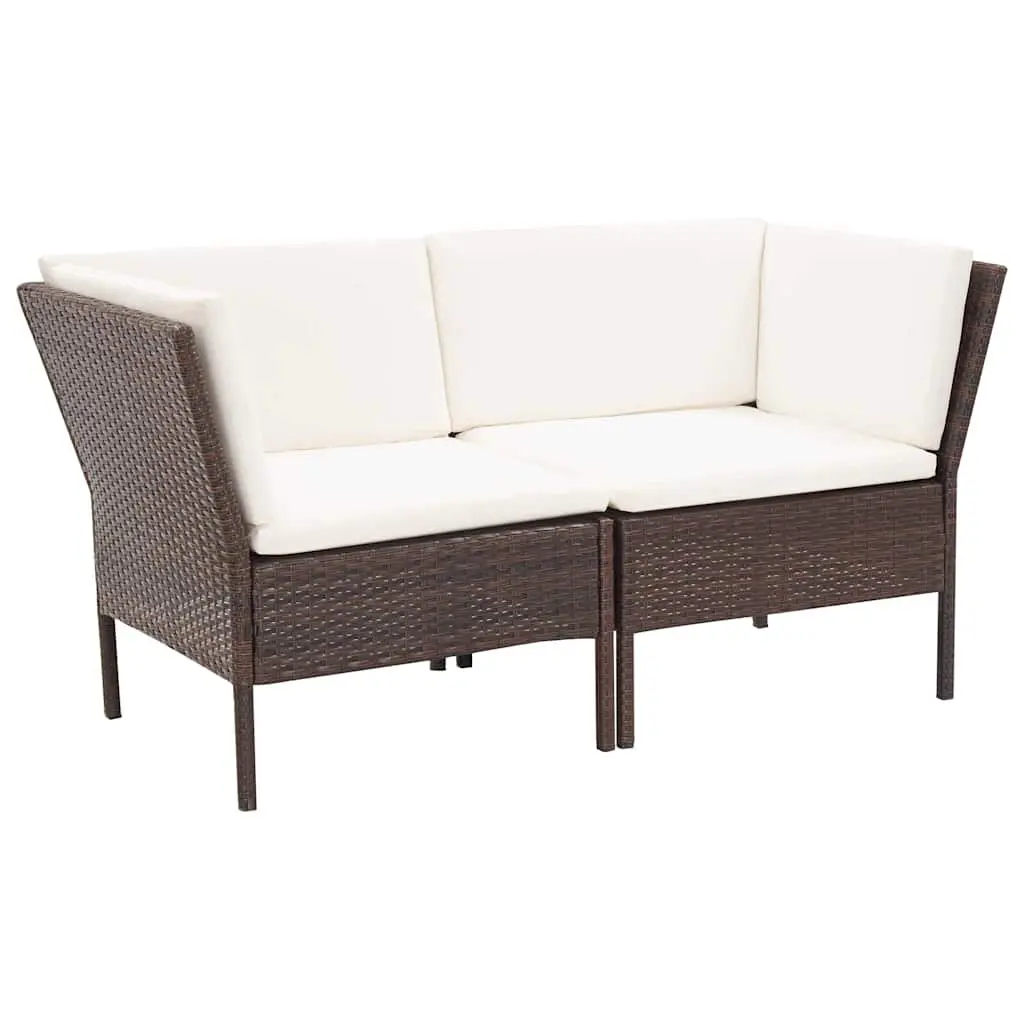 Garden Lounge Set 6 Piece Outdoor Furniture with Cushions Poly Rattan Brown