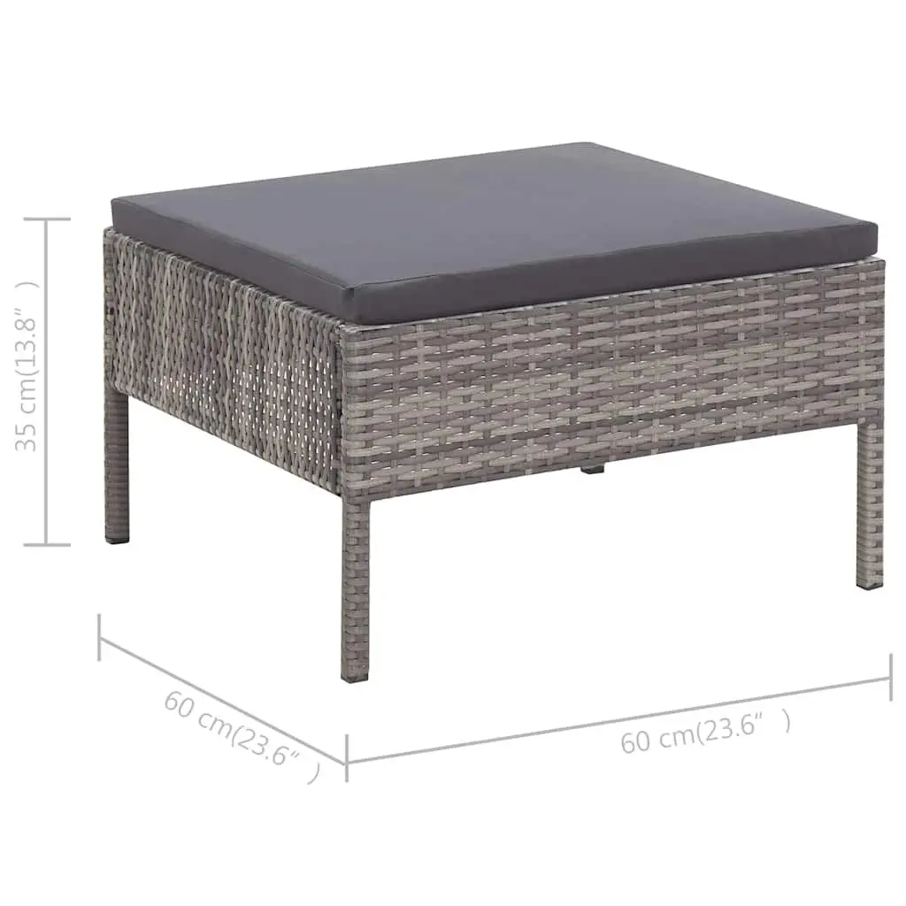 Garden Lounge Set 3 Piece Outdoor Furniture Poly Rattan Patio Sofa with Cushions