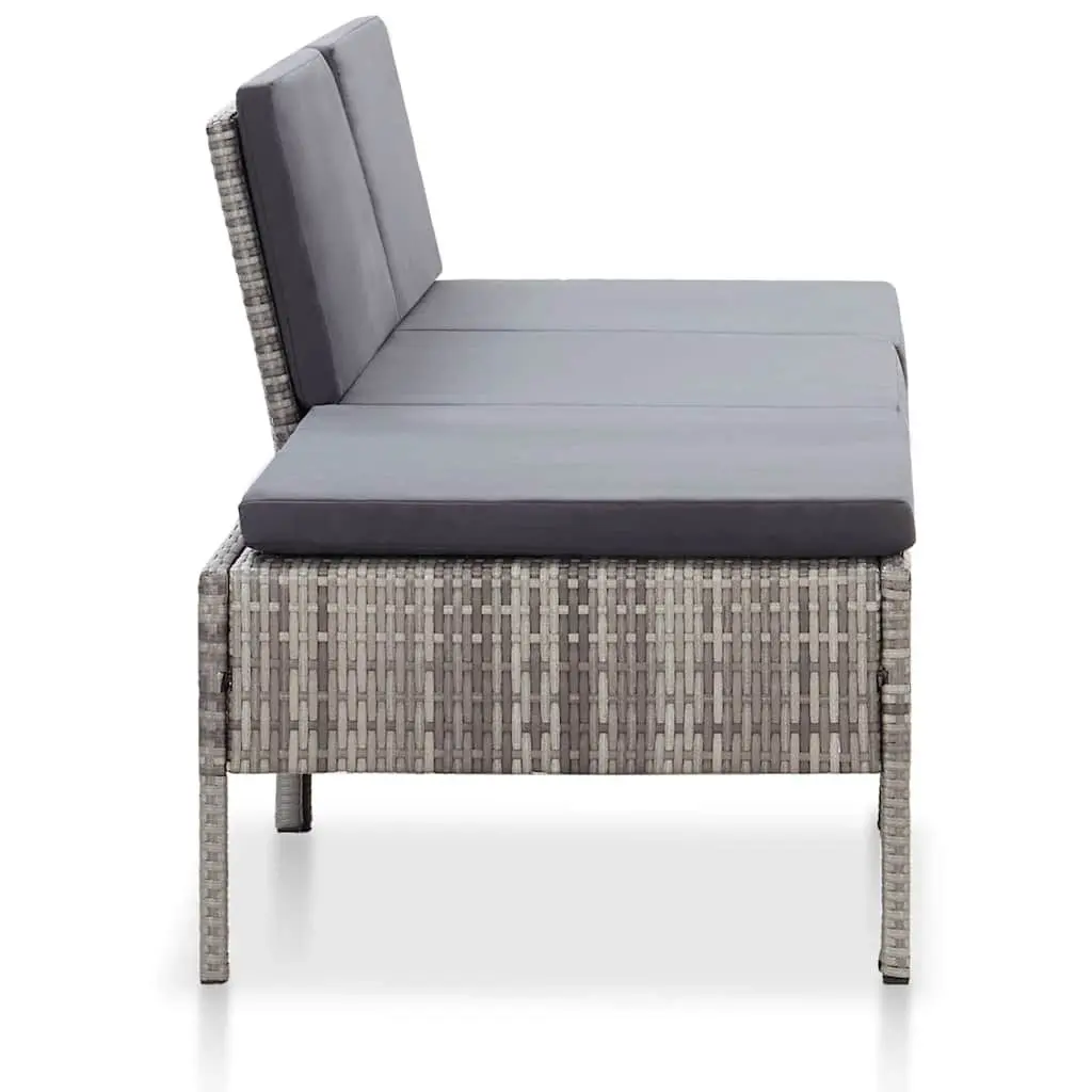Garden Lounge Set 3 Piece Outdoor Furniture Poly Rattan Patio Sofa with Cushions