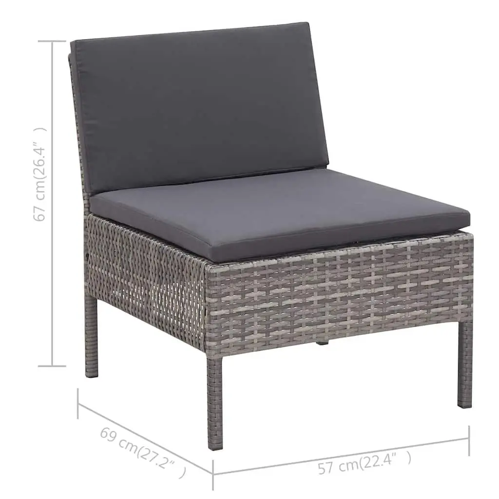 Garden Lounge Set 3 Piece Outdoor Furniture Poly Rattan Patio Sofa with Cushions