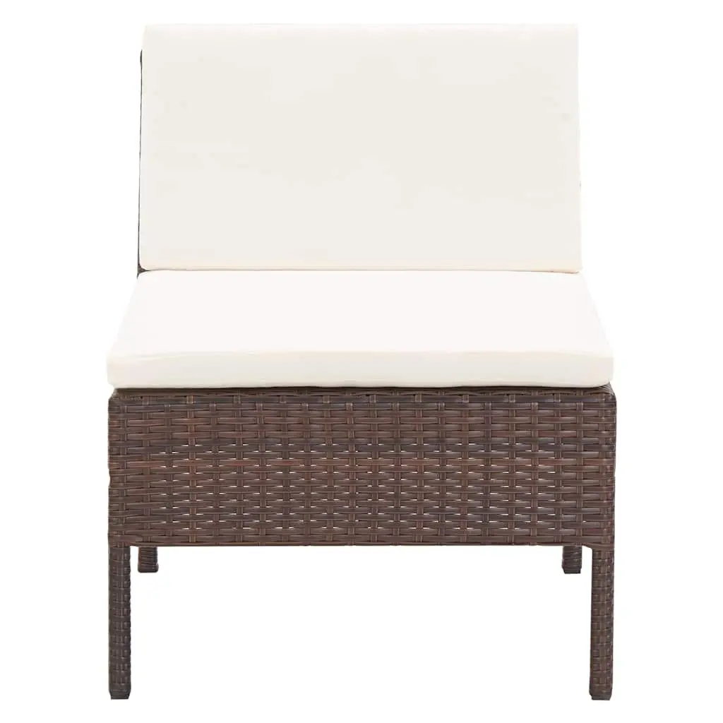 Garden Lounge Set 3 Piece Outdoor Furniture Poly Rattan Brown Cushions