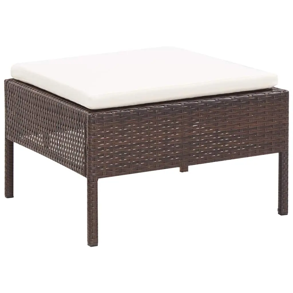 Garden Lounge Set 3 Piece Outdoor Furniture Poly Rattan Brown Cushions