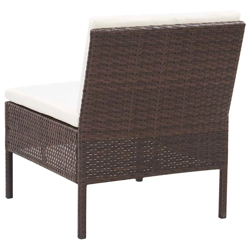 Garden Lounge Set 3 Piece Outdoor Furniture Poly Rattan Brown Cushions