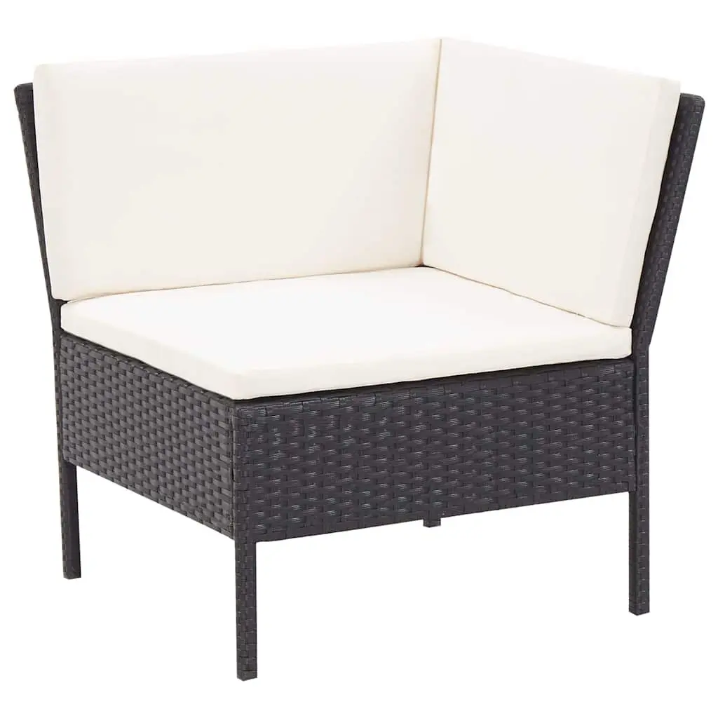 3 Piece Black Outdoor Garden Lounge Set with Cushions PE Rattan Patio Furniture