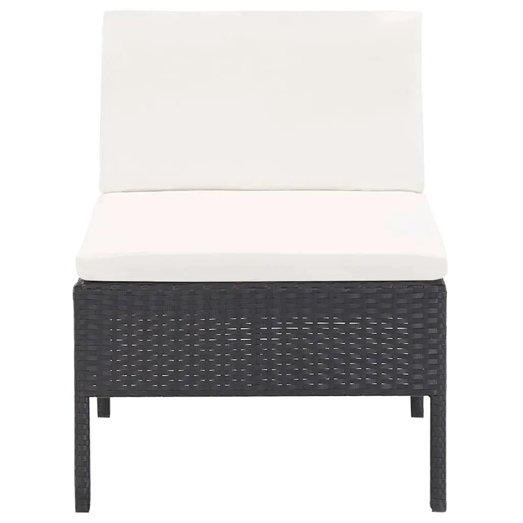 3 Piece Black Outdoor Garden Lounge Set with Cushions PE Rattan Patio Furniture