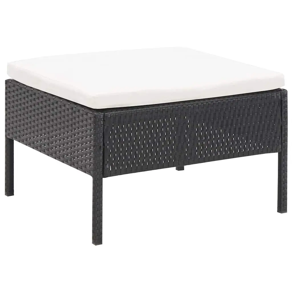 3 Piece Black Outdoor Garden Lounge Set with Cushions PE Rattan Patio Furniture
