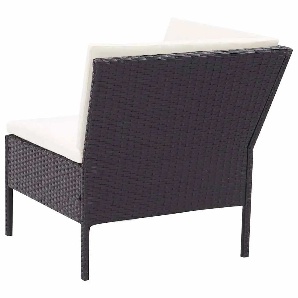3 Piece Black Outdoor Garden Lounge Set with Cushions PE Rattan Patio Furniture