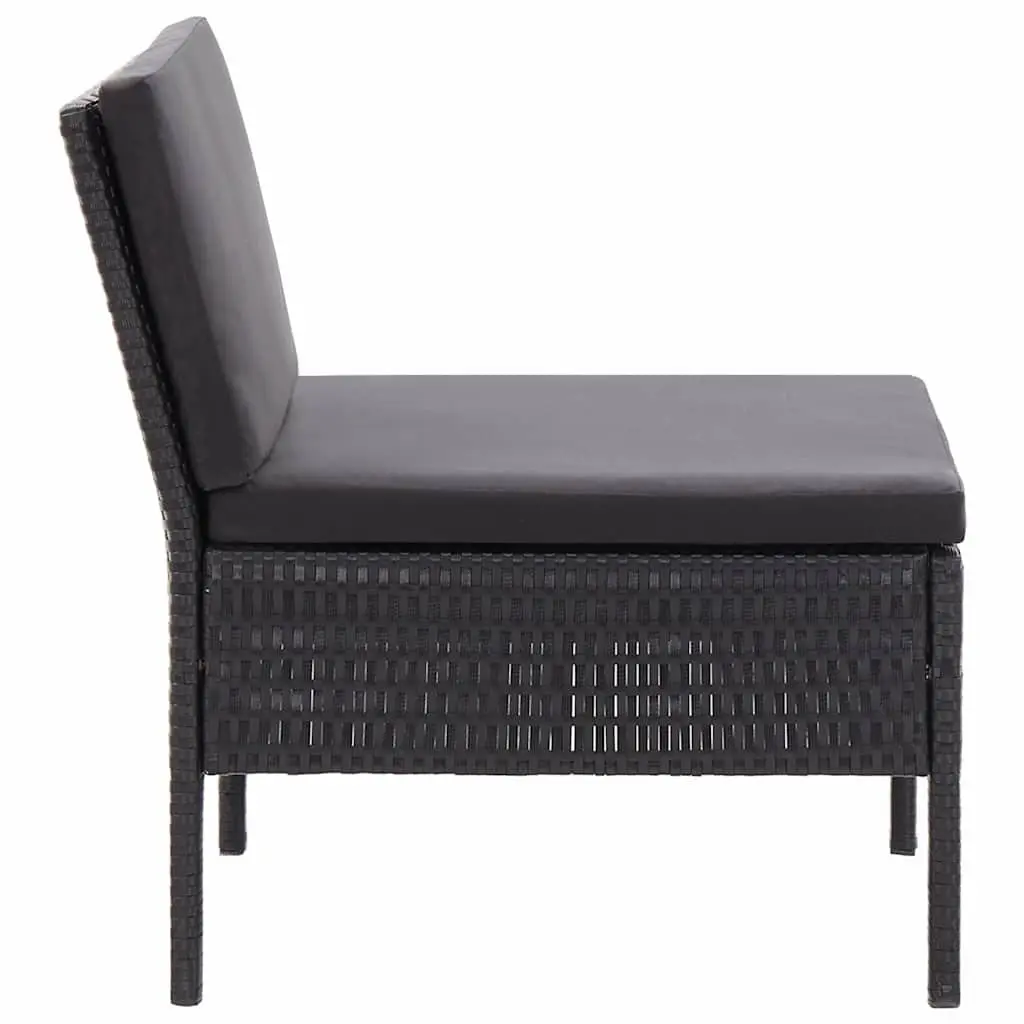 Garden Lounge Set 3 Piece Outdoor Furniture Poly Rattan Cushions Black