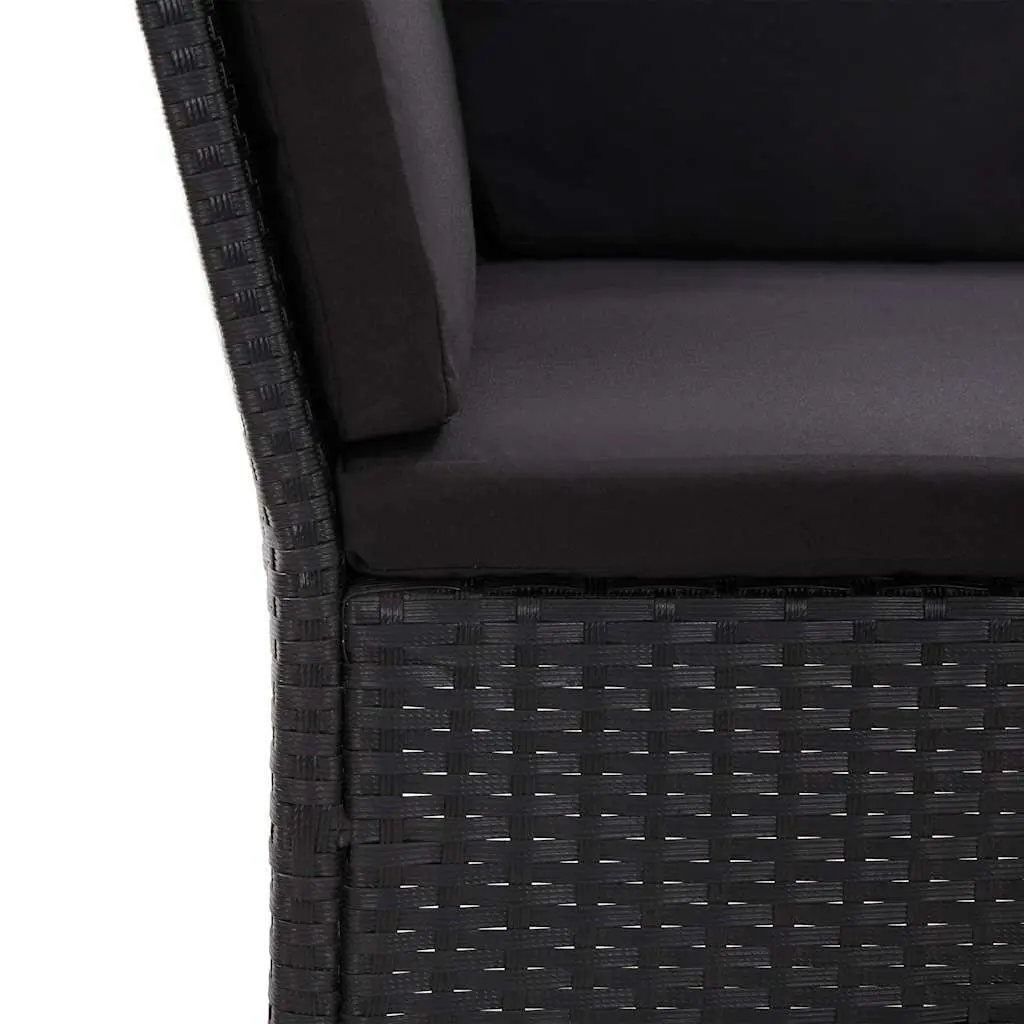 Garden Lounge Set 3 Piece Outdoor Furniture Poly Rattan Cushions Black