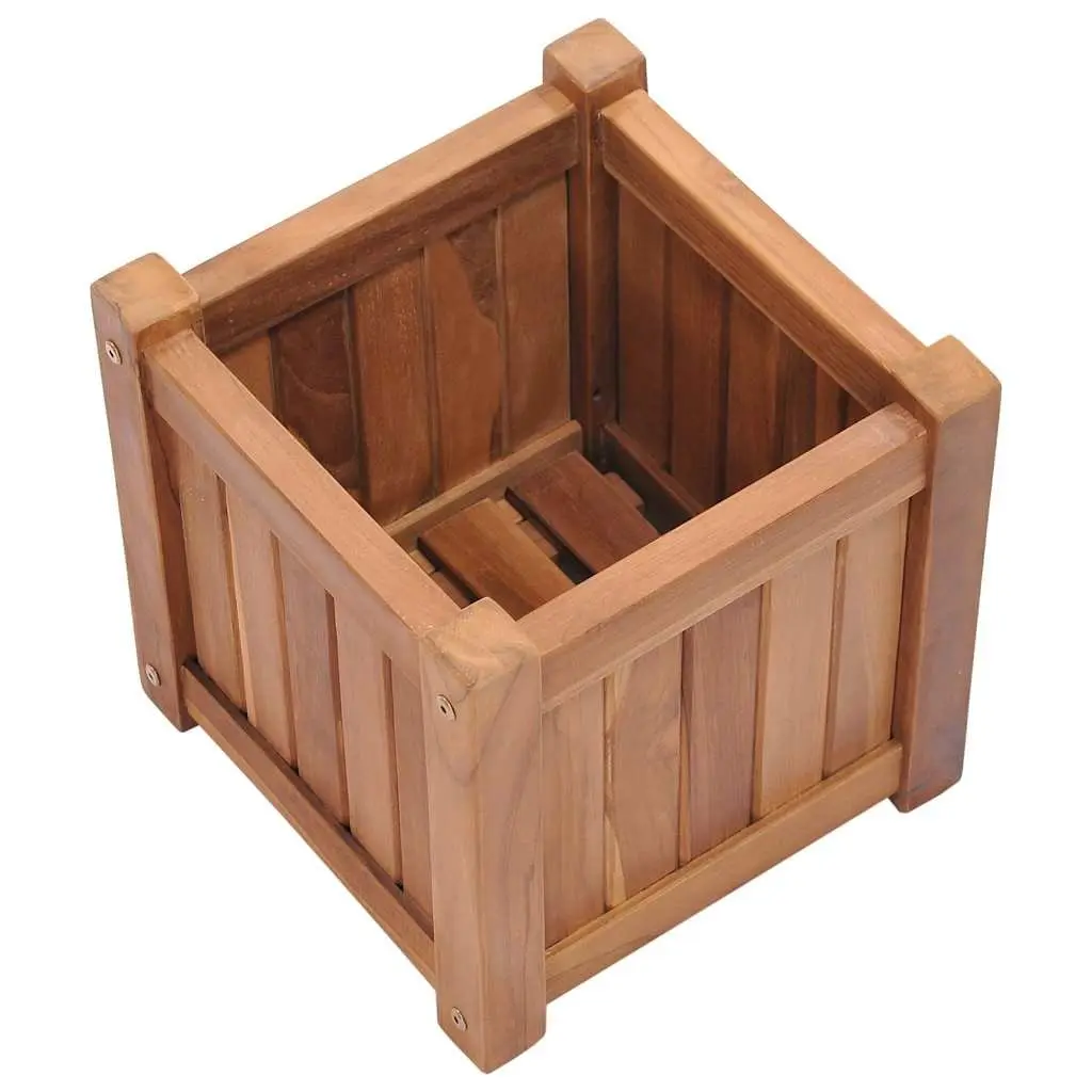 Raised Garden Bed Planter Brown 30x30x30 cm Solid Teak Wood Weather Resistant Durable Easy to Assemble