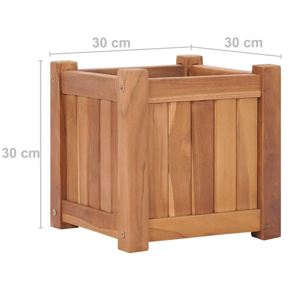Raised Garden Bed Planter Brown 30x30x30 cm Solid Teak Wood Weather Resistant Durable Easy to Assemble