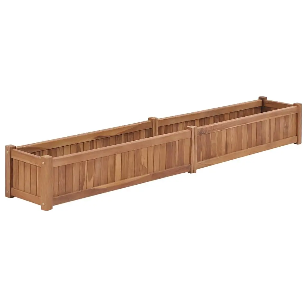 Raised Garden Bed Planter Brown 200x30x25cm Solid Teak Wood Outdoor