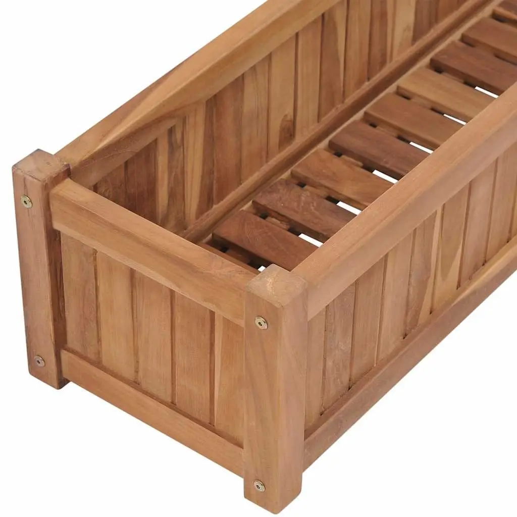 Raised Garden Bed Planter Brown 200x30x25cm Solid Teak Wood Outdoor