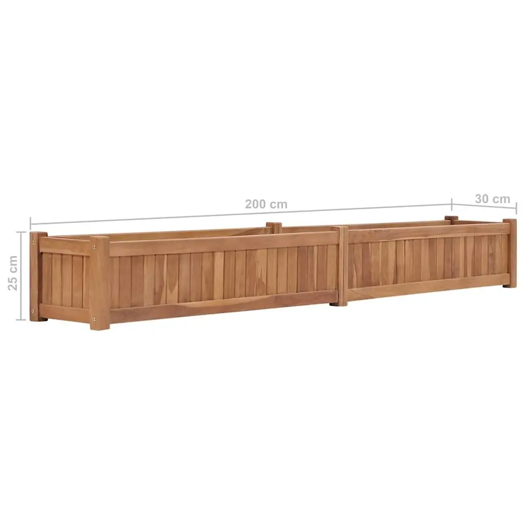Raised Garden Bed Planter Brown 200x30x25cm Solid Teak Wood Outdoor
