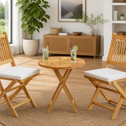 Compact 60cm Round Teak Wood Table Top, Perfect for Dining