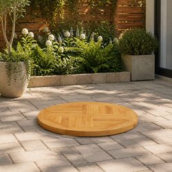 Compact 60cm Round Teak Wood Table Top, Perfect for Dining